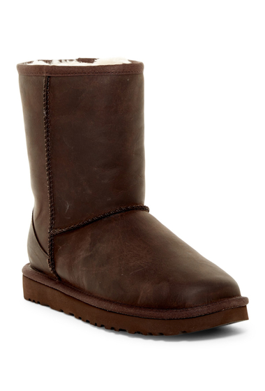 Incaltaminte femei ugg classic short wool lined leather boot bwst
