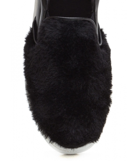 Incaltaminte femei cheapchic fave fur-ever slip-on faux leather sneakers black