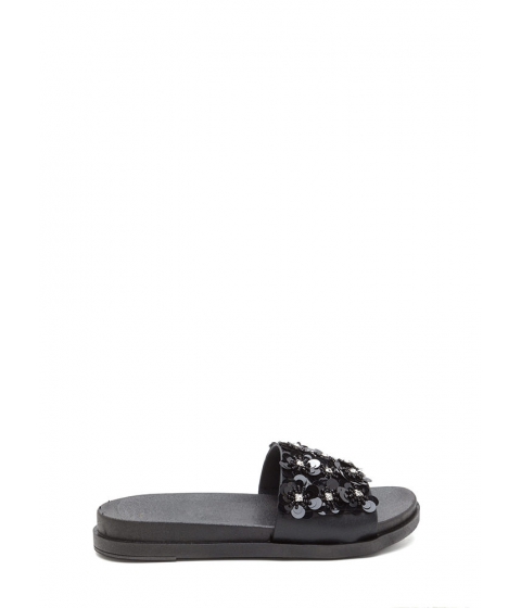 Incaltaminte Femei CheapChic So Adorn-able Sequined Slide Sandals Black