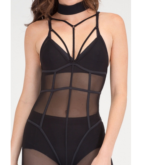 Imbracaminte femei cheapchic sheer about it caged mesh jumpsuit black