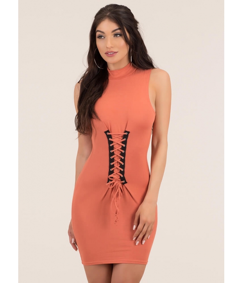 Imbracaminte Femei CheapChic In Due Corset Lace-up Mockneck Dress Apricot