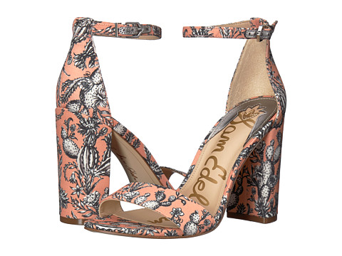 Incaltaminte Femei Sam Edelman Yaro Ankle Strap Sandal Heel Orange Multi Cactus Garden Print