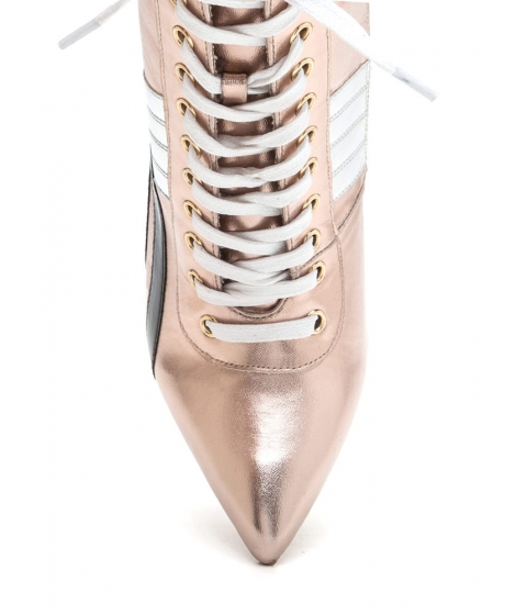 Incaltaminte femei cheapchic sport these metallic lace-up booties rosegold