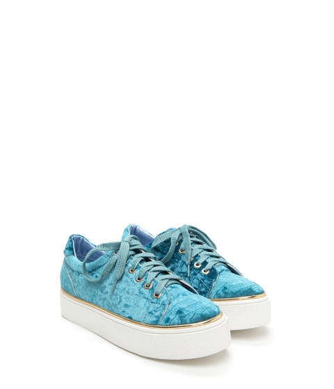 Incaltaminte femei cheapchic oh high crushed velvet platform sneakers turquoise