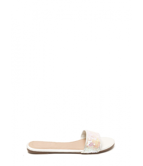 Incaltaminte Femei CheapChic Style Icon Shiny Sequin Slide Sandals White