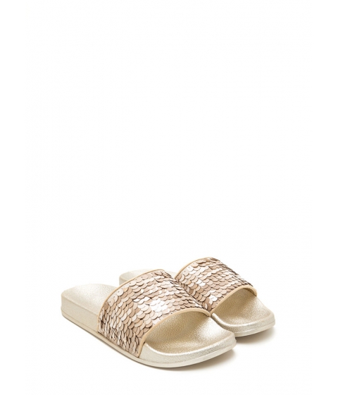 Incaltaminte femei cheapchic tip the scales metallic sequined slides gold