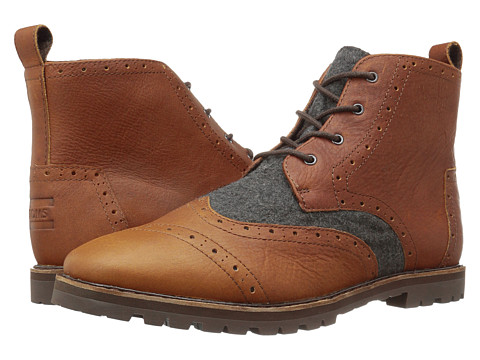 Incaltaminte Barbati TOMS Brogue Boot Brown LeatherGrey Wool