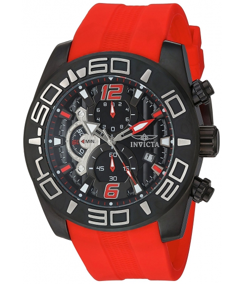 Ceasuri barbati invicta watches invicta men\'s \'pro diver\' quartz stainless steel and silicone casual watch colorred (model 22810) blackred