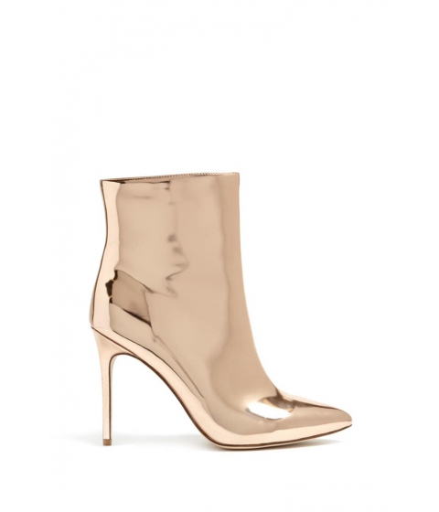 Incaltaminte Femei Forever21 Faux Patent Metallic Ankle Boots ROSE GOLD pret