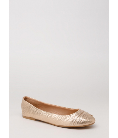 Incaltaminte Femei CheapChic Dance Class Shiny Ballet Flats Rosegold