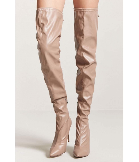 Image of Incaltaminte Femei Forever21 Faux Leather Over-the-Knee Boots TAUPE