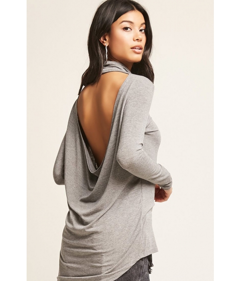 Image of Imbracaminte Femei Forever21 Cutout High-Low Top HEATHER GREY