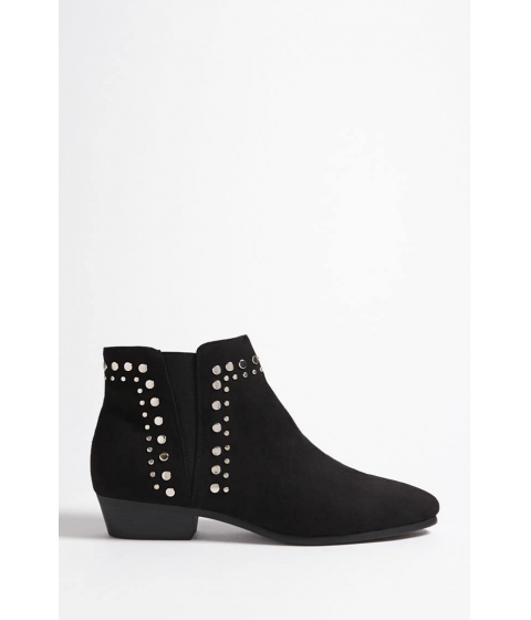 Image of Incaltaminte Femei Forever21 Studded Faux Suede Ankle Boots BLACK
