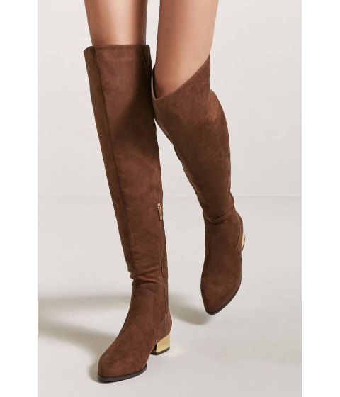 Incaltaminte Femei Forever21 Faux Suede Over-the-Knee Boots CHESTNUT pret