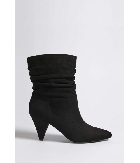 Image of Incaltaminte Femei Forever21 Ruched Faux Suede Ankle Boots BLACK