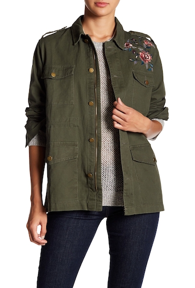 Image of Imbracaminte Femei ASTR the Label Floral Embroidered Utility Jacket ARMY GREEN
