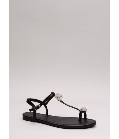 Incaltaminte Femei CheapChic Twinkle Toe Jeweled T-strap Sandals Black
