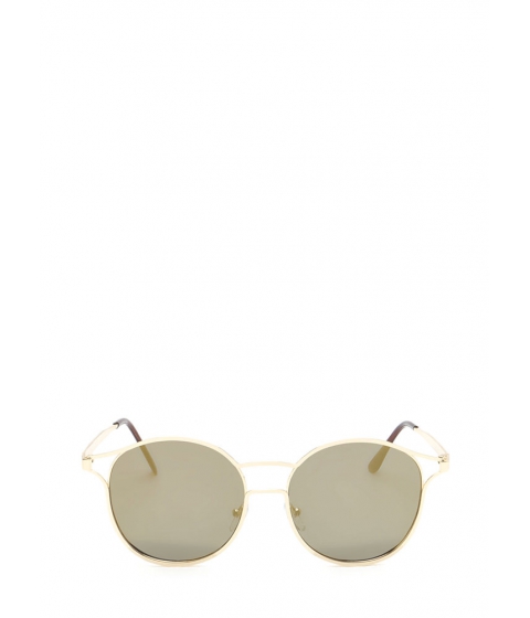 Image of Accesorii Femei CheapChic Make The Cut-out Round Sunglasses Olivegold