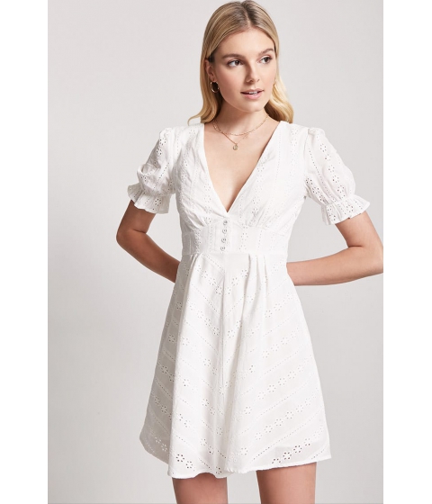 Image of Imbracaminte Femei Forever21 Plunging Crochet Dress IVORY