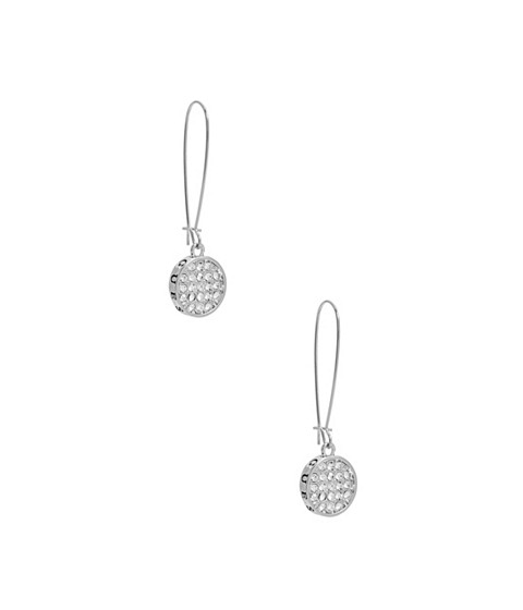 Image of Bijuterii Femei GUESS Silver-Tone Pave Hook Earrings silver