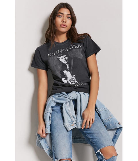 Image of Imbracaminte Femei Forever21 John Mayer Graphic Tee CHARCOALWHITE