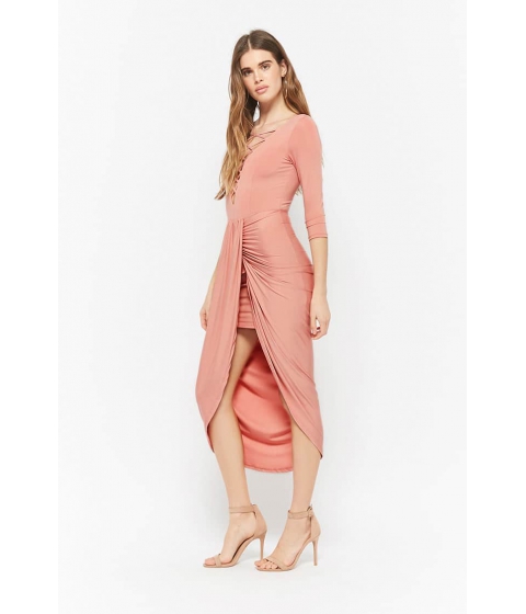 Image of Imbracaminte Femei Forever21 Plunging High-Low Tulip Dress MAUVE