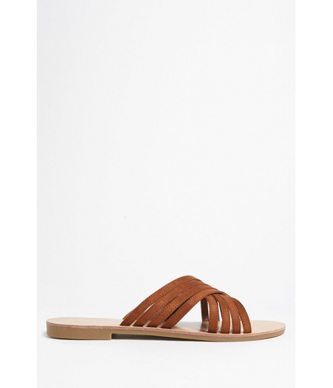 Image of Incaltaminte Femei Forever21 Strappy Faux Suede Sandals TAN