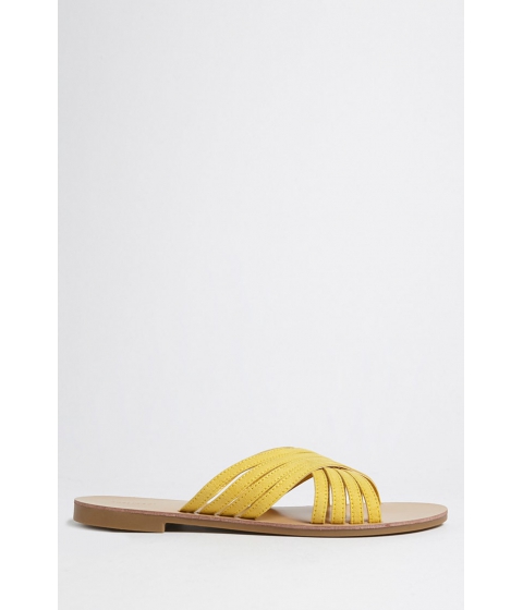 Image of Incaltaminte Femei Forever21 Strappy Faux Suede Sandals MUSTARD