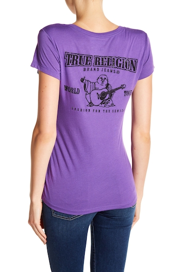 Imbracaminte Femei True Religion Classic Logo Deep V-Neck Tee 5060 PLUM pret
