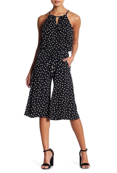 Imbracaminte Femei London Times Happy Dot Cropped Jumpsuit Petite BLACKWHITE