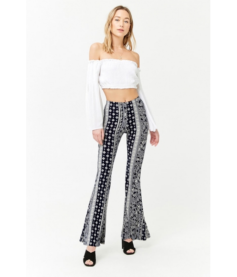 Imbracaminte Femei Forever21 Floral Mosaic Flare-Leg Pants NAVY