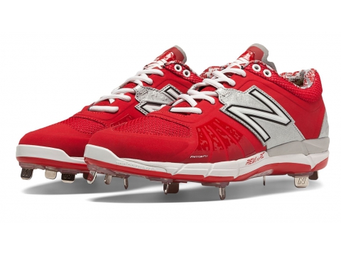 Incaltaminte Barbati New Balance Low-Cut 3000v2 Metal Baseball Cleat Red with Silver