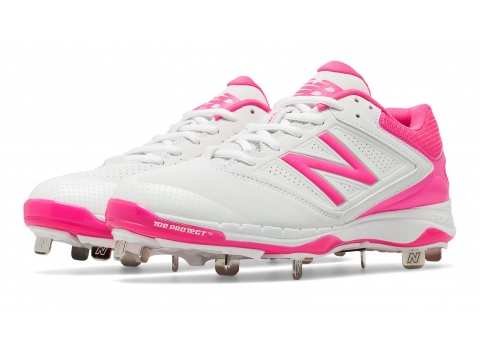 Incaltaminte Femei New Balance Low-Cut 4040v1 Metal Softball Cleat White with Pink