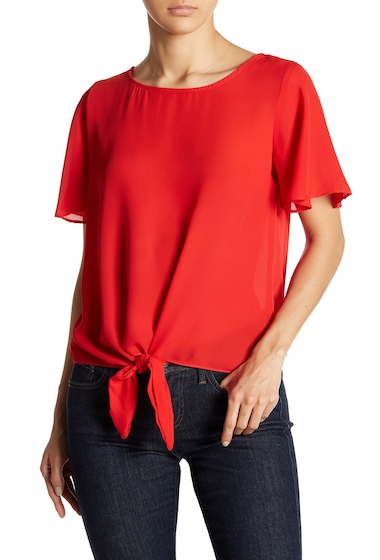 Image of Imbracaminte Femei Socialite Tie Front Blouse RED