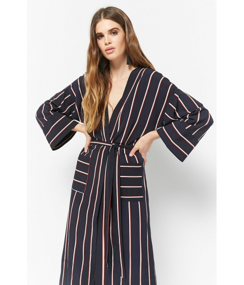 Image of Imbracaminte Femei Forever21 Striped Self-Tie Dress NAVYRED