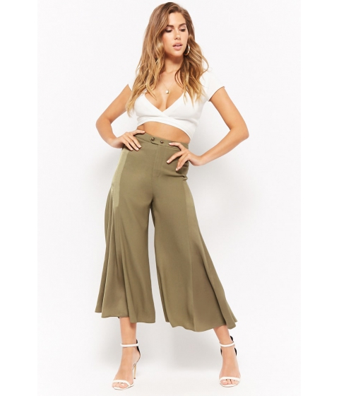 Image of Imbracaminte Femei Forever21 Satin-Panel Culottes GREEN