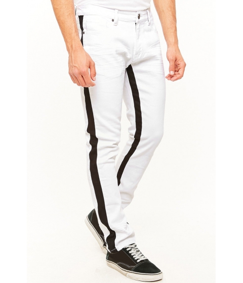 Image of Imbracaminte Barbati Forever21 Xray Denim Contrast Stripe Jeans WHITEBLACK