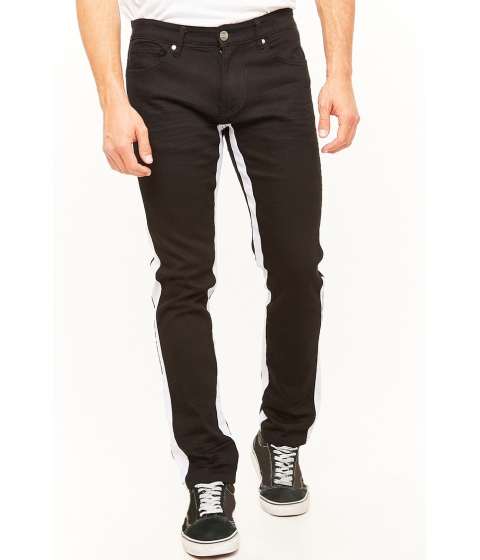 Image of Imbracaminte Barbati Forever21 Xray Denim Contrast Stripe Jeans BLACKWHITE