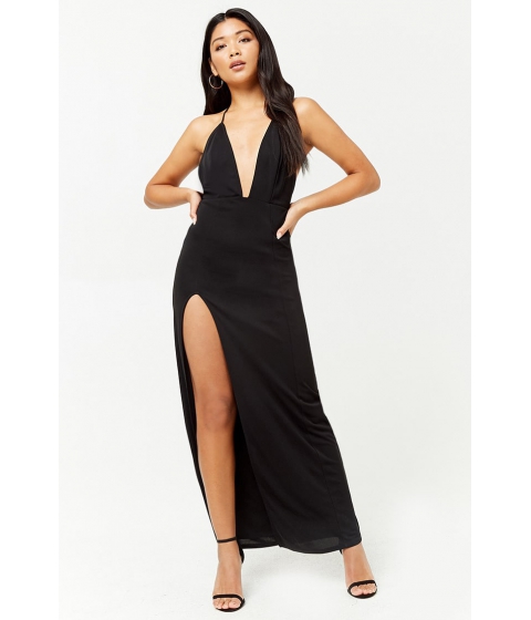 Image of Imbracaminte Femei Forever21 Plunging Maxi Dress BLACK