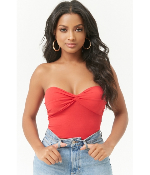 Image of Imbracaminte Femei Forever21 Twist-Front Crop Top RED