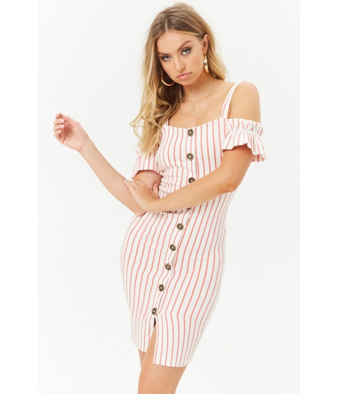 Image of Imbracaminte Femei Forever21 Striped Open-Shoulder Dress CORALIVORY