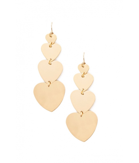 Image of Bijuterii Femei Forever21 Tiered Heart-Shaped Drop Earrings GOLD