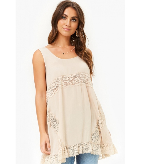 Image of Imbracaminte Femei Forever21 Lace-Inset Swing Top TAN