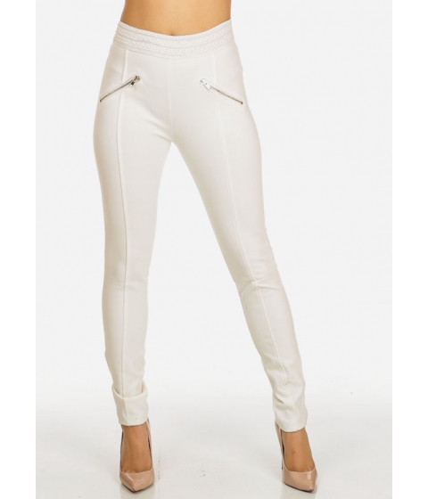 Image of Imbracaminte Femei CheapChic Cream High Rise Elastic Waist Pull On Stretchy Skinny Pants Multicolor