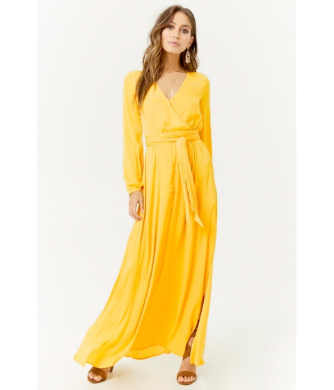 Image of Imbracaminte Femei Forever21 Belted Surplice Maxi Dress YELLOW