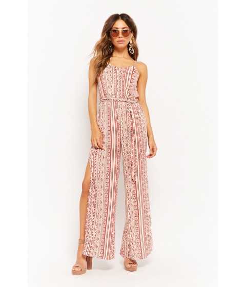 Image of Imbracaminte Femei Forever21 Abstract Print Jumpsuit RED