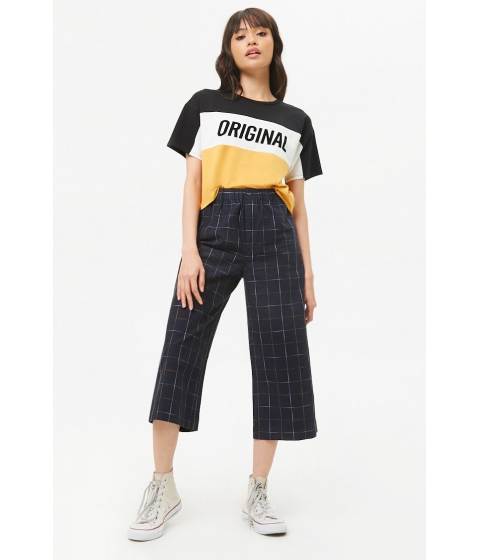 Image of Imbracaminte Femei Forever21 Grid Ankle Pants NAVY
