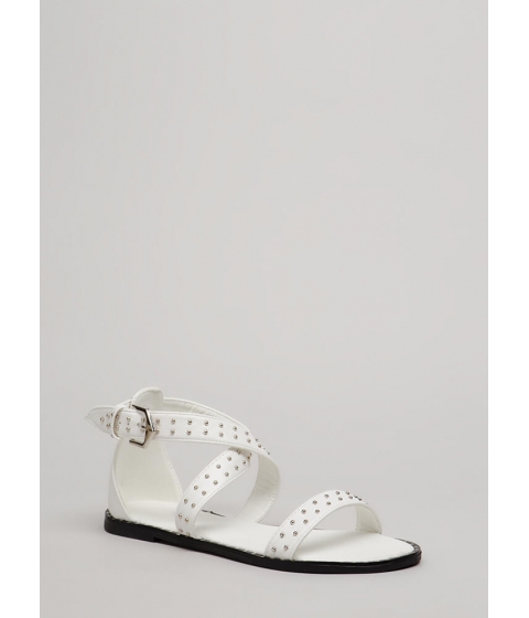 Incaltaminte Femei CheapChic Have The Edge Strappy Studded Sandals White
