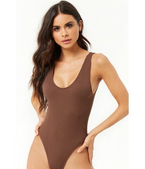 Imbracaminte Femei Forever21 Seamless Ribbed Scoop Neck Bodysuit BROWN pret