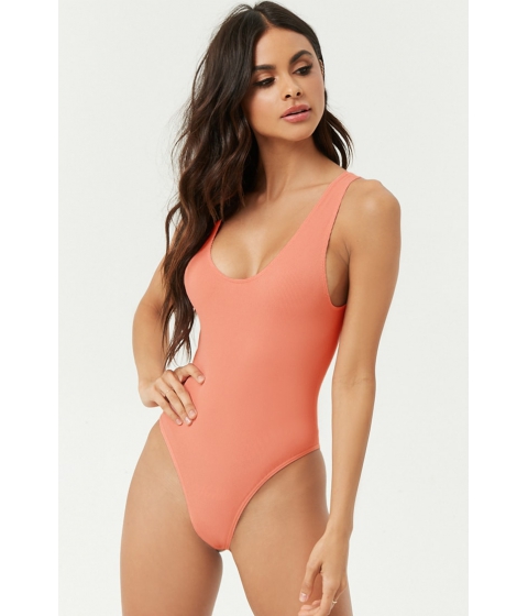 Image of Imbracaminte Femei Forever21 Seamless Ribbed Scoop Neck Bodysuit BLUSH